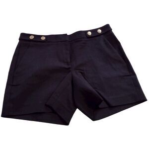 Vince Camuto Womens Black Cotton Chino Shorts Expandable Waist w/ Snap Fasteners
